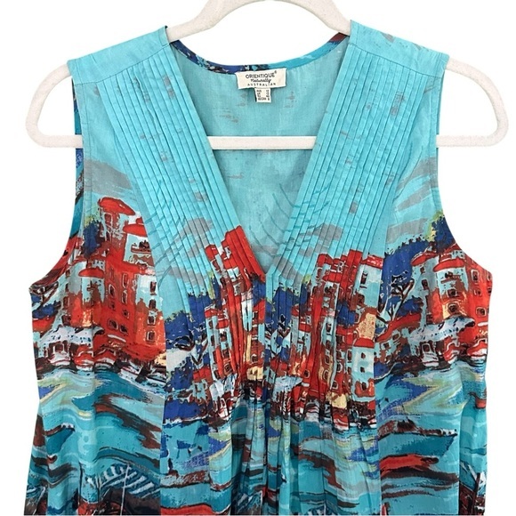 ORIENTQUE Australia‎ Womens Retro Boat Print Crinkle Cotton Dress Size Small - Picture 4 of 16